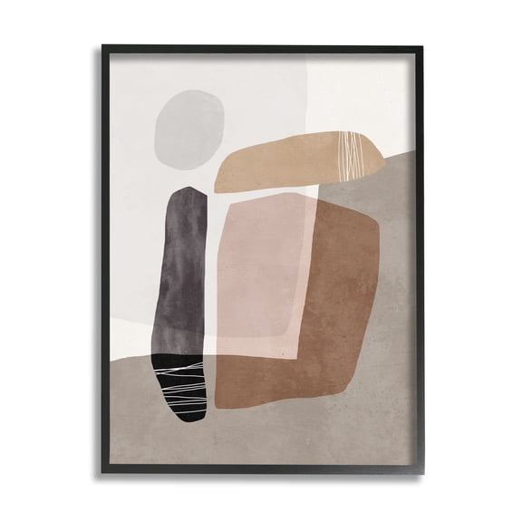 Nina Blue Overlapped Earth Transparent Solid Polygons Contemporary Art 24" x 30" Framed Painting Art Print, by Stupell Home Décor