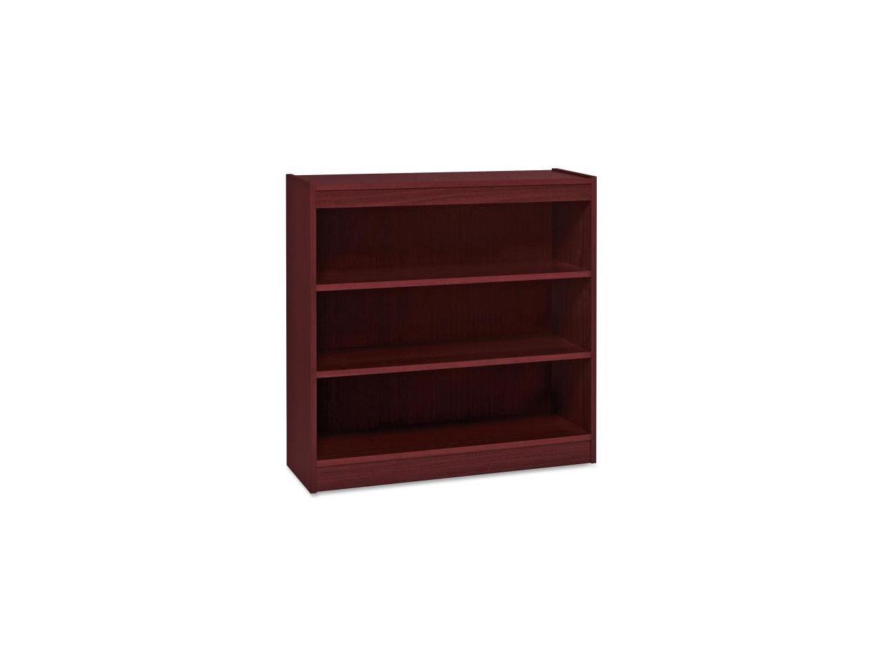 Lorell Panel End Hardwood Veneer Bookcase 36" x 12" x 36" - 3 x Shelf(ves) - 330 lb Load Capacity - Mahogany - Laminate - Wood - Assembly Required - image 2 of 8