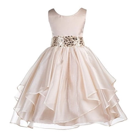 Ekidsbridal Asymmetric Ruffled Organza Sequin Flower Girl Dress Birthday Evening Formal Gown 012S 8