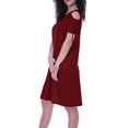 thumbnail image 5 of Moomaya Cold Shoulder T-shirt Dress Round Neck Casual Knee Length Summer Dresses For Womens, 5 of 7