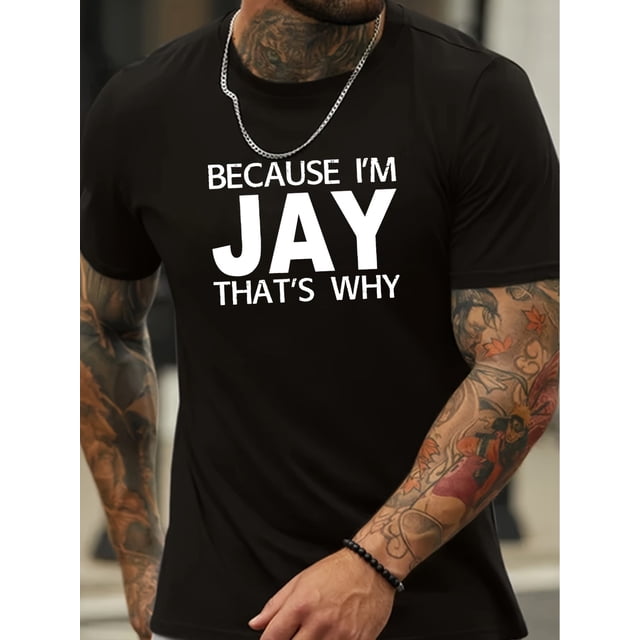 Men's Casual Cotton T-Shirt - Short Sleeve, Round Neck with Unique 'Jay' Print | Perfect for Summer Outings & Sports, T Shirts, Summer T-shirts, Casual Sporty Tee, Summer Gifts