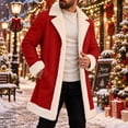 thumbnail image 2 of Christmas Santa Jackets for Men White Fullfy Xmas Long Cardigan Lapel Button Lined Trench Coats Red XXXXL, 2 of 7