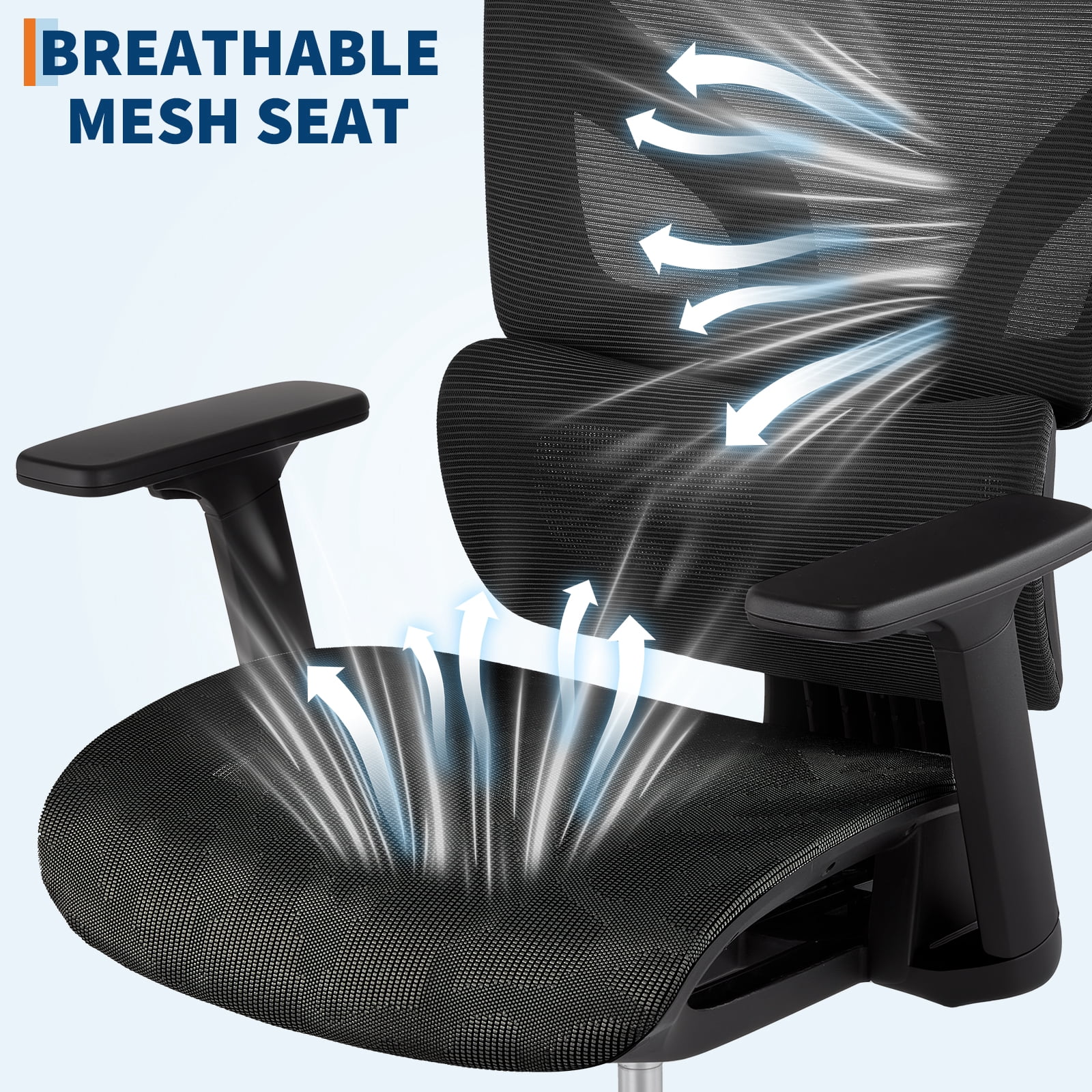 Accreate Ergonomic Mesh Office Chair, High-Back Executive Chair with Adjustable Lumbar Support, Breathable Desk Chair with 360° Swivel and Rolling Casters, Comfortable Computer Chair for Home Office