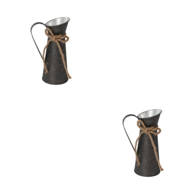 mmirethe Rustic Vase Functional And Decorative Metal Milk Jug Style Stylish And Versatile Metal Milk Jug Vase type 6 2Set