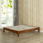 Zinus Wen Deluxe Wood Platform Bed Frame, Cherry Finish, King