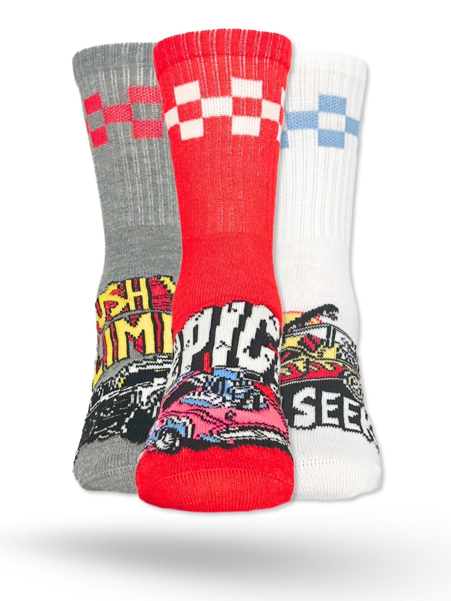 Hot Wheels Boys Mid-Crew Socks, 3-Pack, Sizes S/M-M/L