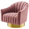 thumbnail image 3 of Accent Chair, Set of 2, Velvet, Metal Steel, Pink, Modern Contemporary Urban Design, Living Lounge Room Hotel Lobby Hospitality, 3 of 6