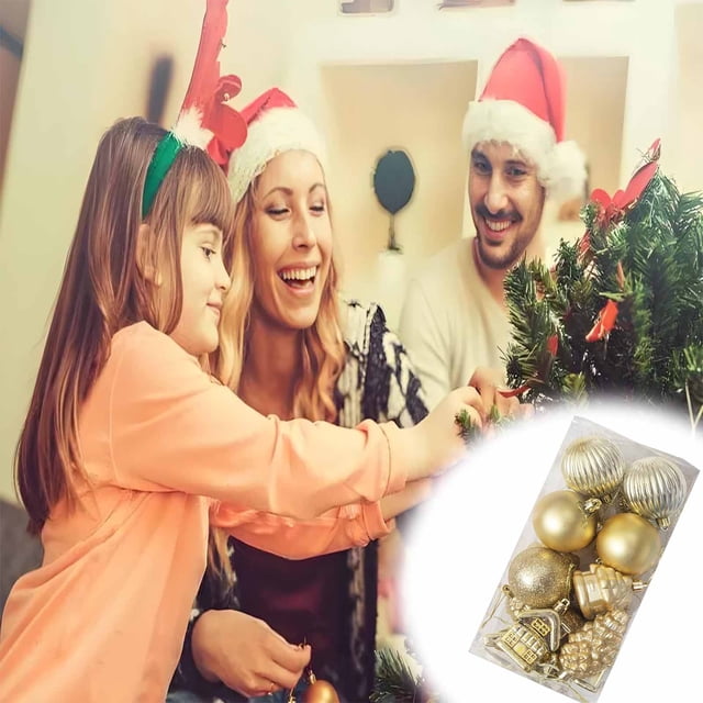 Juego de adornos para árbol de Navidad | Paquete de 20 bolas colgantes de plástico con adornos de perlas | Colores azul, morado, rojo y plateado | 6 cm de diámetro para decoración navideña