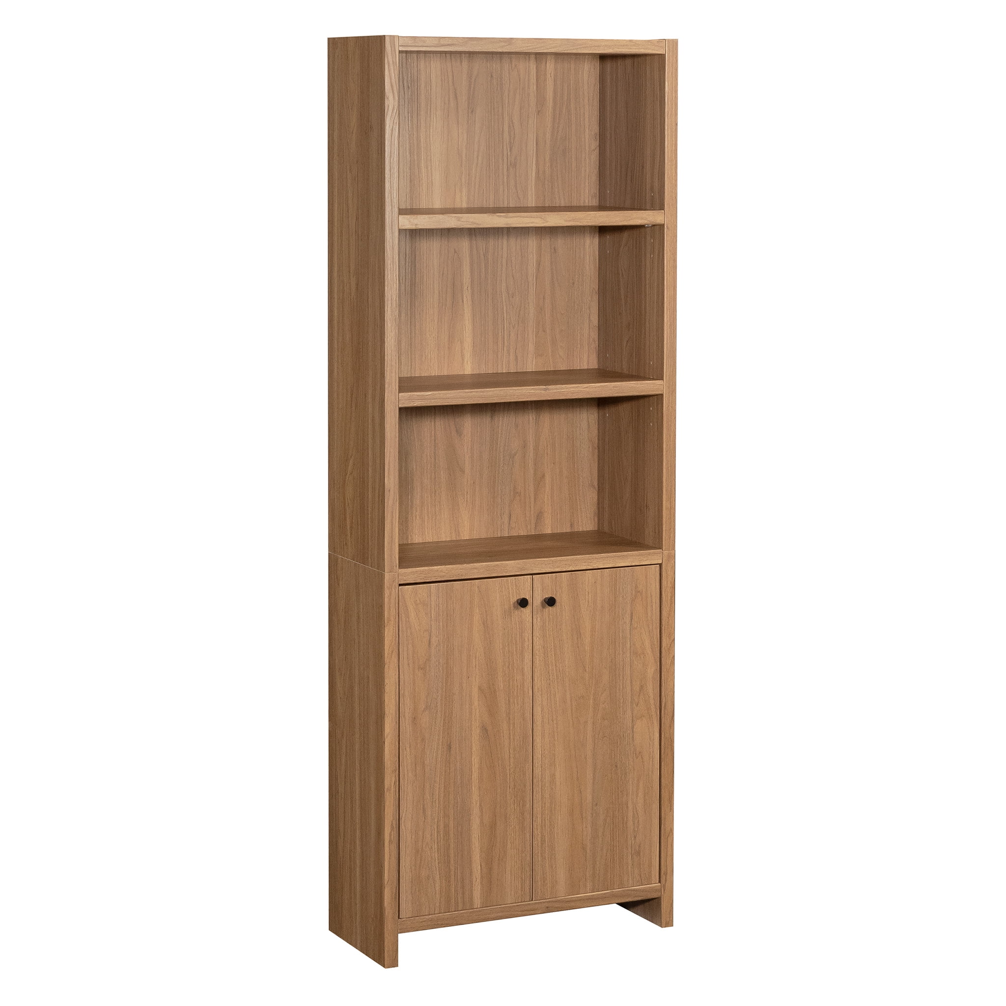 Mainstays Westley 5 Shelf Bookcase with Doors, Warm Walnut Finish