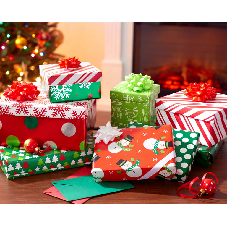 Red & Green Christmas Wrapping Paper Roll Bundle – Present Paper