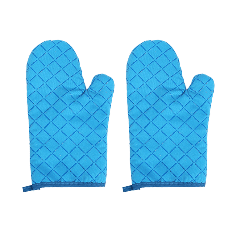 1 Pair Oven Mitts with Silicone Liner Non-Slip Textured Grip, Heat  Resistant Kitchen Mitts for BBQ, Cooking, Baking 