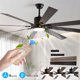 thumbnail image 4 of Luz de ventilador de techo led de 72" de nuez con 8 cuchillas de madera, control remoto, temperatura de color ajustable para sala de estar, dormitorio, 4 of 5