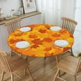 thumbnail image 4 of Round Table Cloth Fall Maple Leaf Tablecloth Elastic Edge Fitted Autumn Leaves Table Cover Fits Tables Up to 40"-44" Diameter, 4 of 6
