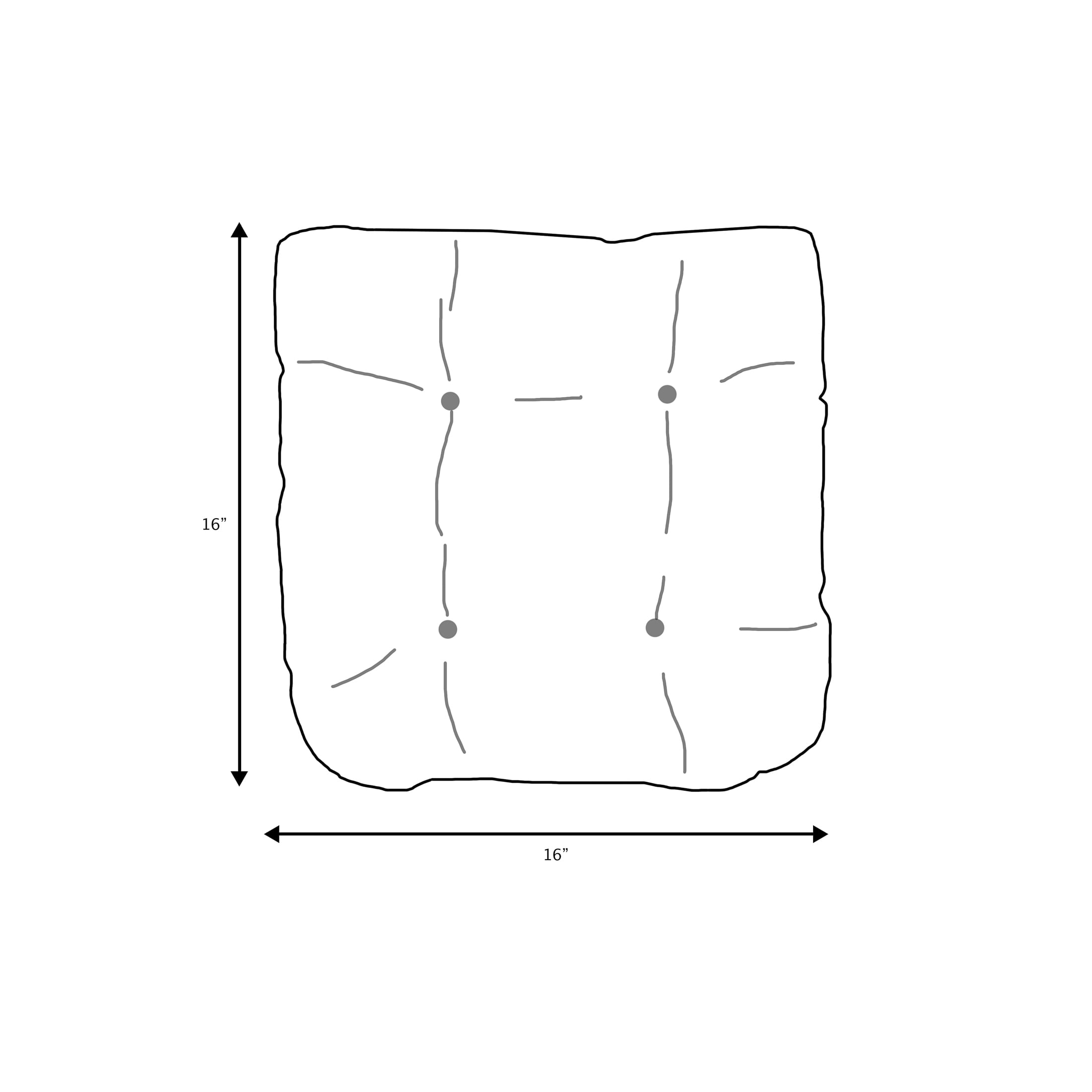 Sorra Home Charcoal Tufted Chair Cushion Round U-Shaped Back 16 x 16 x 3