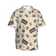 thumbnail image 2 of Daiia Retro Vintage Tape Hawaiian Shirt for Men Gentle Cotton Regular Short Sleeve Casual-Large, 2 of 9