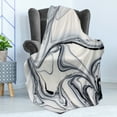 thumbnail image 4 of Marble Print Soft Flannel Fleece Blanket, Trippy Mix of Colors Unusual Forms Creative Paintbrush Style Image, Cozy Plush for Indoor and Outdoor Use, 60" x 80", Black Pale Grey Dust, by Ambesonne, 4 of 5