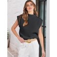thumbnail image 6 of Women'S Mock Neck Sleeveless Sweater Vest Casual Cap Sleeve Knit Pullover Tank Tops 2025 Spring Summer Clothes Black M, 6 of 8