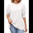 thumbnail image 2 of Blusas Elegantes e Informales para Mujer, Cuello , Mangas 3/4 y Puños Fruncidos. M, 2 of 8
