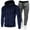 Navy-1, variant on Letdown Men's Winter Hooded Tracksuit Set Long Sleeve Dot Print Zip Up Jacket And Gray Sweatpants 2 Piece Hoodie Sets With Pockets (Navy-1, XL)