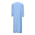 thumbnail image 5 of Kureaily Men's V-Neck Linen Robe Short Sleeve Long Gown Casual Shirt for Beach, Summer, 5 of 9
