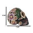 thumbnail image 2 of Black Day of The Dead Purple Fuchsia Floral Blooms Sugar Skull Figurine 7.5"L, 2 of 10