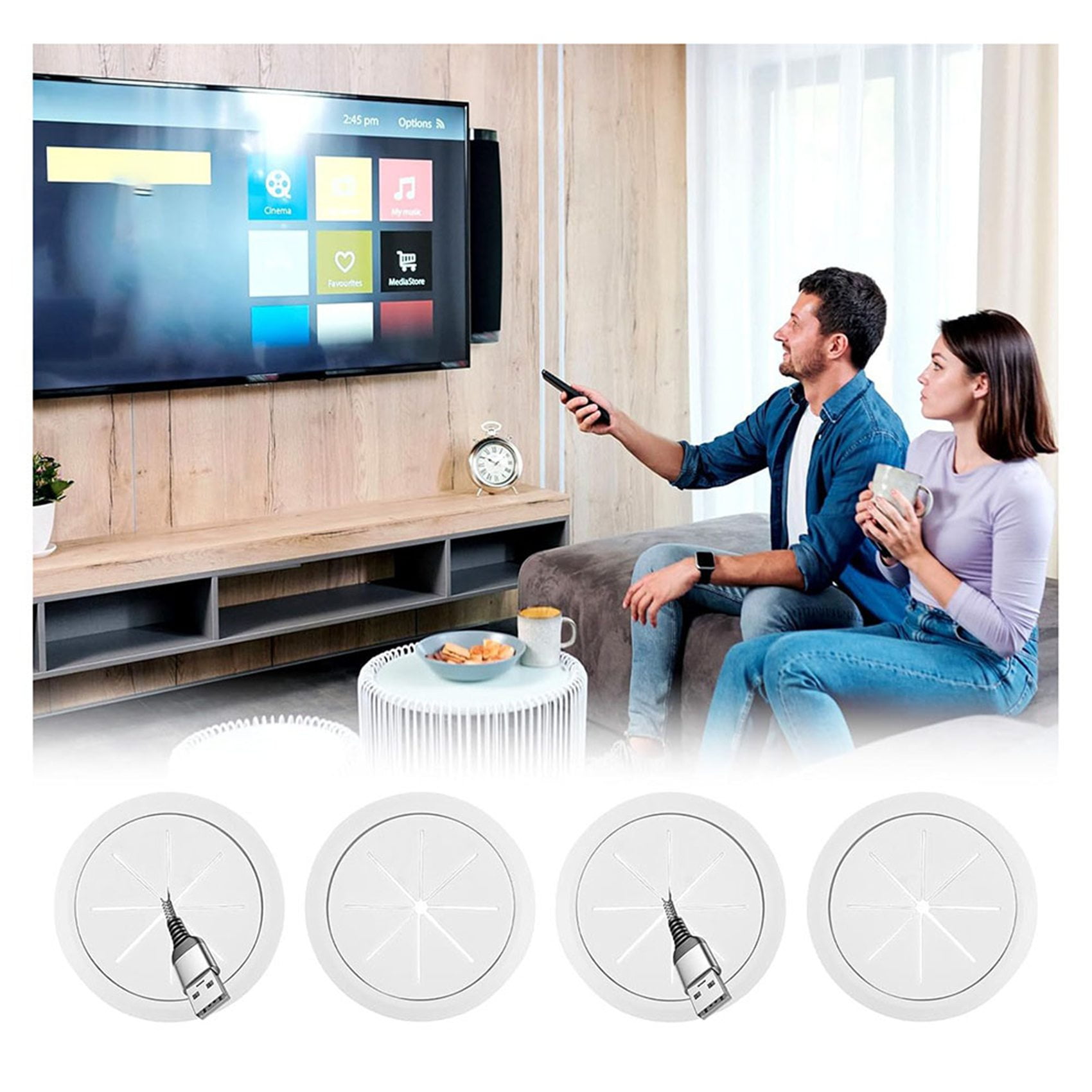 8 Pack Wire Concealer for Wall Mounted TV, 2-3/8 Inch (60Mm Hole) TV Wall Wire Concealer, Wall Cable Management Kit