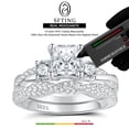 thumbnail image 5 of SFTING Moissanite Wedding Rings Set for Women 925 Sterling Silver Three Stones Princess Cut Engagement Rings for Women Anniversary D Color VVS1 Size 10, 5 of 10
