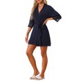thumbnail image 4 of INSPIRE CHIC Women's Robe Lightweight Short Bathrobe Cotton Thin Sleepwear Soft Ladies Loungewear M Navy Blue, 4 of 6