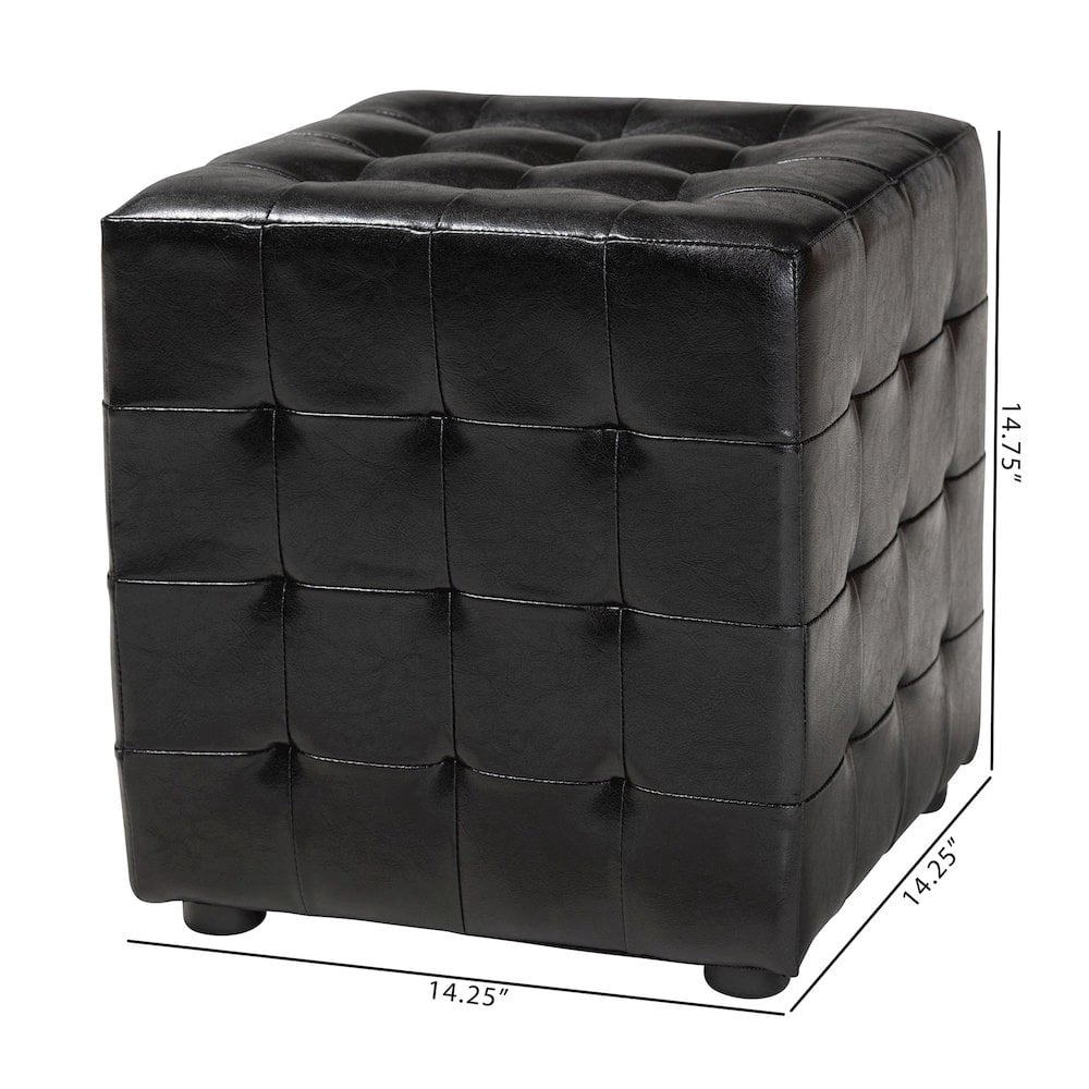 Baxton Studio Siskal Black Modern Cube Ottoman (Set of 2)