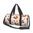 thumbnail image 2 of Xecao Forest Squirrel Nuts print Round Travel Duffel Bag is a foldable gym bag with an inner pocket, perfect for travel sports, 2 of 8