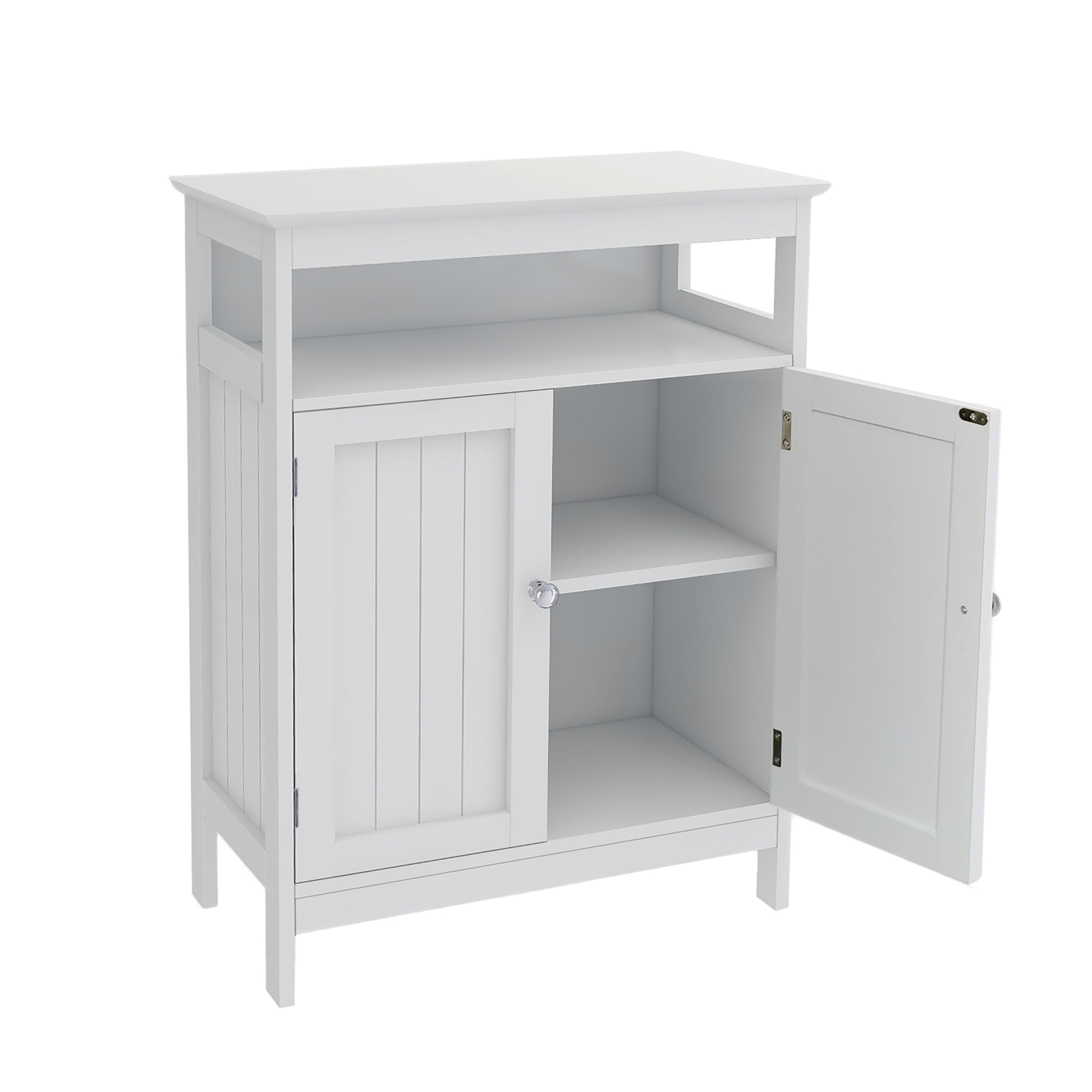 Mintazer Farmhouse Bathroom Floor Cabinet, MDF Storage Cupboard with 2 Shutter Doors for Bedroom,Bathroom,Entryway, White