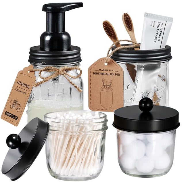 Juego de accesorios de baño Amolliar Mason Jar paquete de 4