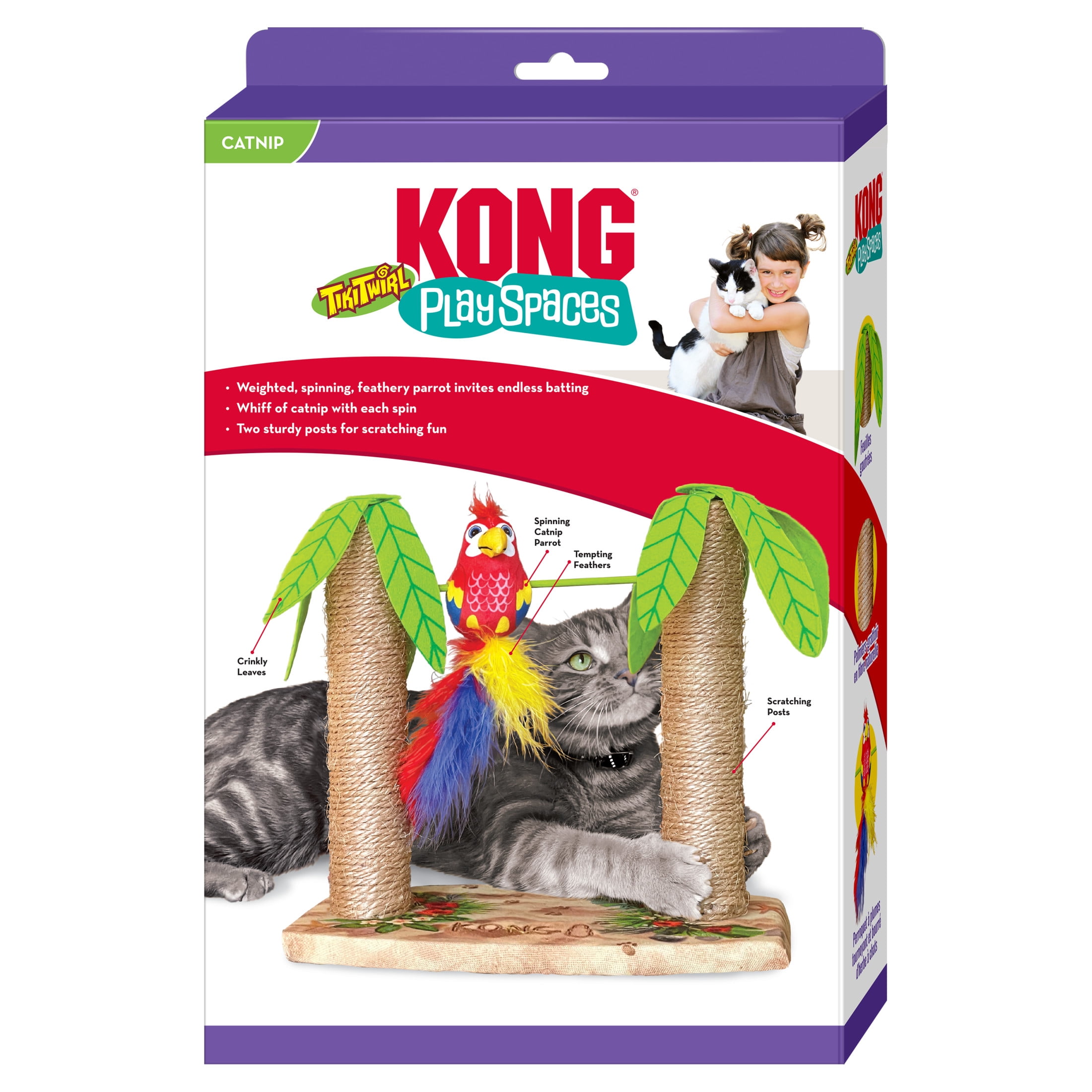 KONG® Play Spaces Tiki Twirl, Scratching and Batting Cat Toy, with Premium North American Catnip