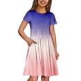thumbnail image 3 of Girls 2025 Summer Dresses Short Sleeve Dress with Pockets Casual Summer Sundress Soft and Comfortable for Daily Wear ,Sie:110, 3 of 7