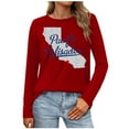 thumbnail image 2 of Fznquz Red Womens T Shirts Long Sleeve Casual Crew Neck T Shirts Curve Hem Graphic Y2K Womens Clothes XXL, 2 of 5