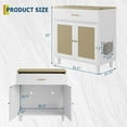 thumbnail image 2 of Hidden Cat Litter Box Furniture with Storage Drawer, Wood Cats Litter Enclosure Cabinet with 2 Sisal Doors, Hidden Enclosed Kitty Litter Box Cabinet Dog Proof for Living Room White, 2 of 7