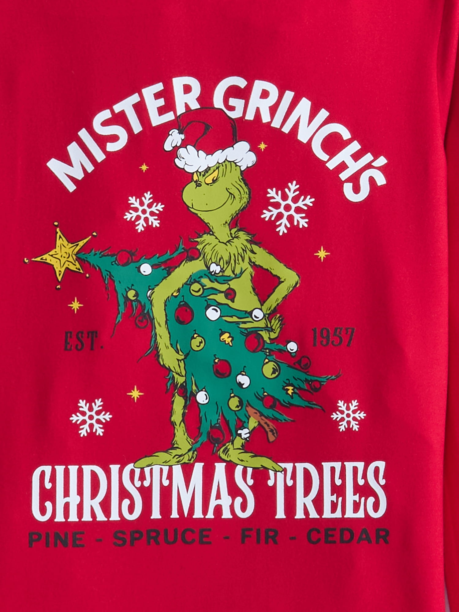 Dr. Seuss Grinch Unisex Kids Matching Family Pajamas Top and Pants Set, 2-Piece, Sizes 6-12