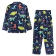 thumbnail image 6 of Garronmavis Dinosaur Printing Women 2 Piece Pajama Set Button Down Long Sleeve Shirts and Pants Soft Sleepwear Comfy Loungewear Stylish Nightwear, 6 of 7