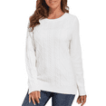 thumbnail image 3 of PrettyGuide Women's Sweater Crewneck Cable Knit Long Sleeve Pullover Tops, 3 of 7