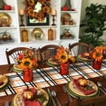 thumbnail image 3 of Orange Black Grey Plaid Table Runner-Cotton Linen- 48 Inch Holiday Dresser Scarves, Simple Check Stripes Lines Country Tablerunner for Kitchen Coffee/Dining Living Room Dinner Scarf Décor 13x48, 3 of 7