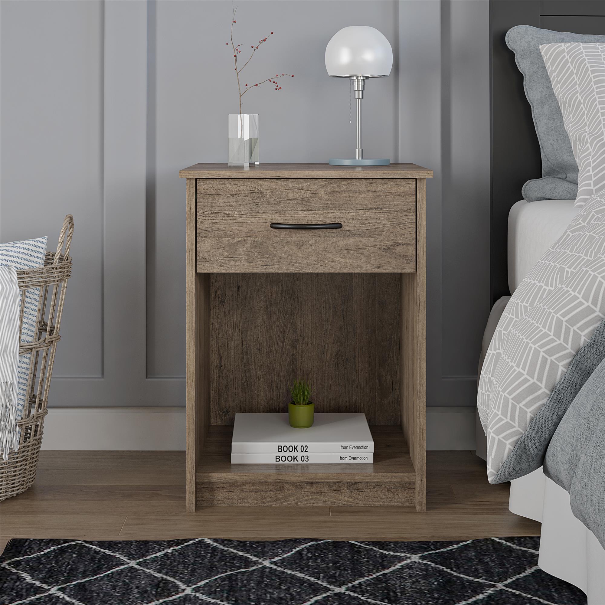 Mainstays Classic Nightstand with Drawer, Rustic Oak - image 11 of 13