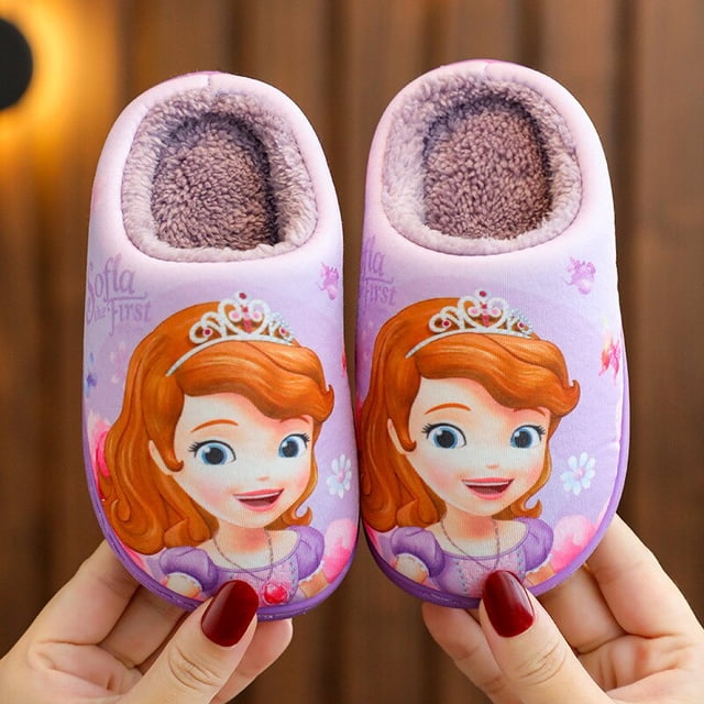Pantuflas de algodón para niños de Disney Frozen antideslizantes dibujos animados cálidos invierno hogar niñas padres-niño bebé Slippers40-41-Insole 20cm Gao Jinjia LED