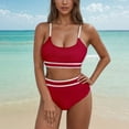 thumbnail image 2 of Yghzkop Womens Crisscross Back Bikini Set Solid Color Two Piece Swimsuit No Wire Built In Bra Tummy Control Sexy Summer Beachwear, 2 of 4