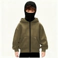 thumbnail image 2 of RXMEKW Cardigan d'Hiver à Fermeture Éclair avec Capuchon pour Filles, Veste Décontractée à Manches Longues avec Poches, Polyester, 2 of 5