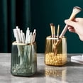 thumbnail image 4 of Makeup Brush Cup Holder Organizer for Vanity, Acrylic Vintage Green Make Up Brushes Holders Container Storage with Striped Design for Bathroom Countertop, Pen Pencil Holder Cosmetic Cup for Desk, 4 of 5