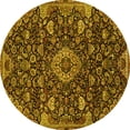 thumbnail image 1 of Ahgly Company Machine Washable Indoor Round Medallion Yellow Traditional Area Rugs, 7' Round, 1 of 4
