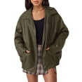 thumbnail image 1 of Chaqueta de cuero AUTOMET de gran tamaño de gamuza sintética para mujer Armygreen S, 1 of 6