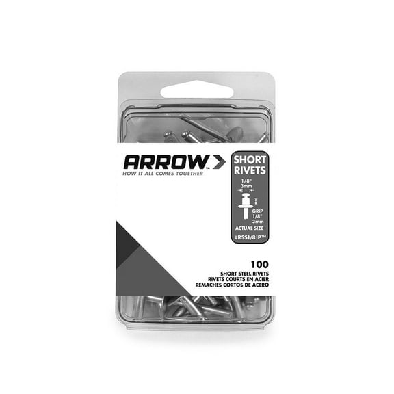 Arrow RSS1/8IP Pop Rivet, Short, 1/8 in L, Steel