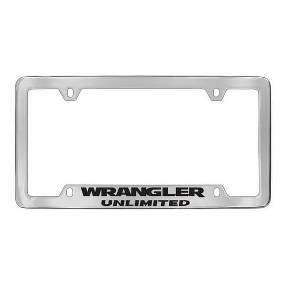 Jeep Wrangler Unlimited On Bottom Chrome Plated Metal License Plate Frame Holder