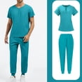 thumbnail image 2 of Garbnen Men and Women Scrub Set Unisex Stretch Zipper Short Sleeve Top Scrub Pants Nursing Uniforms Scrubs Sets with Pocket, 2 of 5